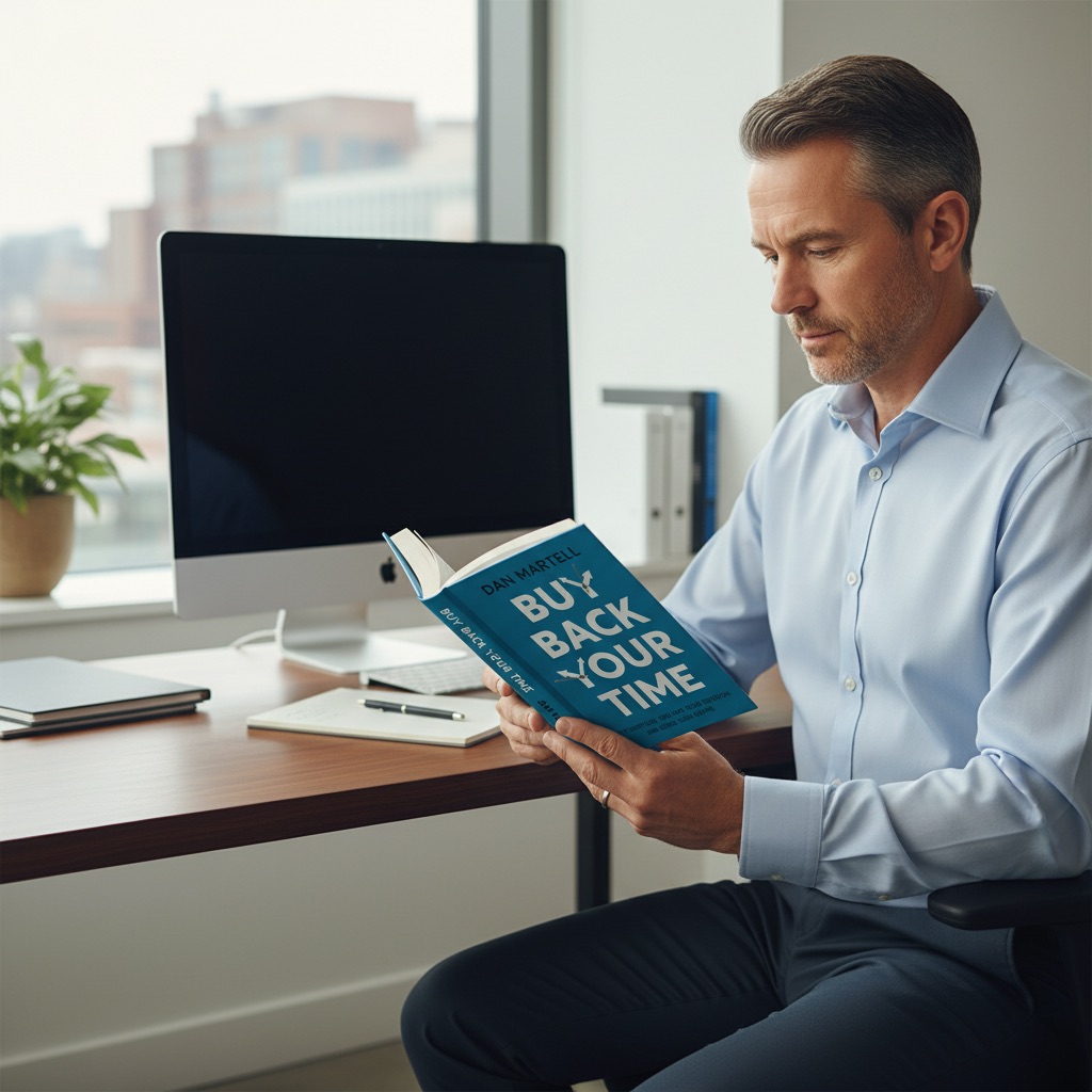 Geschäftsführer liest Buy Back Your Time Buch