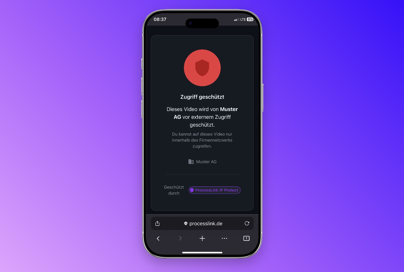 ProcessLink Sicherheits-Dashboard mit IP-Schutz und Access Control