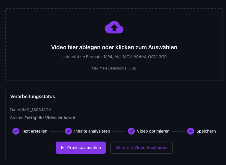 Upload-Interface mit Auto-Transkription